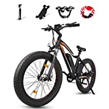 ECOTRIC 26”Powerful Fat Tire Electric Bicycle Mountain Bike 500W Motor 36V/13AH Removable Lithium Battery Ebike Beach Snow Shock Absorption (Black) - UL Certified