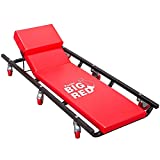 BIG RED TR6452 Torin Rolling Garage/Shop Creeper: 40' Padded Mechanic Cart with Adjustable Headrest and 6 Casters, Red