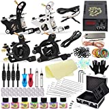 Yuelong Complete Machine Kits Liner Shader Coils 4 Machine Guns Power Supply Foot Pedal Pigment Inks Needles Tips Grips