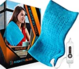 MIGHTY BLISS Electric Heating Pad for Back Pain, Cramps, Arthritis Relief - Auto Shut Off - Heat Pad with Moist & Dry Heat Therapy Options - Hot Heated Pad - Extra Large (XL 12'x24') - Blue