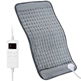 NEZINI Heating Pad,12x24' Electric Heating Pad for Back and Cramps Relief,Ultra-Soft XL Moist & Dry Therapy Heat Pad with 6 Heat Settings 4 Timer Settings 2h Auto Off,Machine Washable(Grey)
