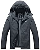 OTU Men's Lightweight Waterproof Hooded Rain Jacket Outdoor Raincoat Shell Jacket for Hiking Travel Darkgrey L