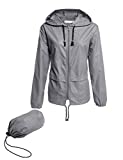 Avoogue Raincoat Women Lightweight Waterproof Fishing Rain Jackets Packable Outdoor Hooded Windbreaker (Grey XL)