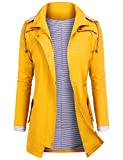 AUDIANO Rain Jackets Women Lightweight Raincoat Striped Lined Waterproof Windbreaker Active Outdoor Hooded Trench Coats Yellow1 S