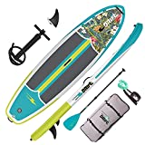 DRIFT Inflatable Stand Up Paddle Board, SUP with Accessories | Coiled Leash, Pump, Lightweight Paddle, Fin & Backpack Travel Bag (Native Floral)