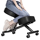 Ergonomic Kneeling Chair Adjustable Stool with Thick Foam Cushions and Smooth Gliding Casters for Home, Black