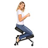 Plohee Ergonomic Kneeling Chair Adjustable Knee Stool for Healthy Back & Upright Posture - Great for Home/Office/Meditation with Thick Comfortable Cushions (Black)