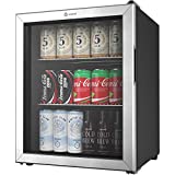 Vremi 2.7 Cubic Feet Beverage Cooler - Double Layered Glass Door Mini Fridge for Can Drinks - with Adjustable Shelves and User-Friendly Temperature Knob - Modern Cooling Machine for Home Office Dorm