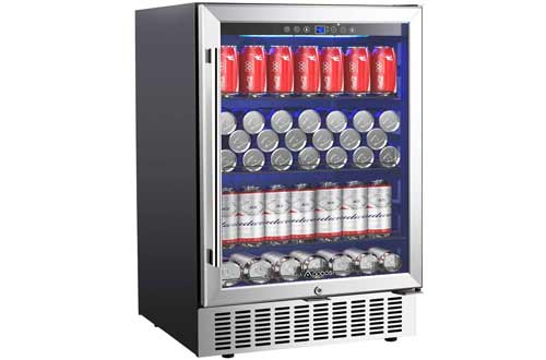 Aobosi 24 Inch Beverage Cooler, 164 Cans Freestanding and Built-in Beverage Refrigerator with Advanced Cooling System, Adjustable Shelf, Energy Saving