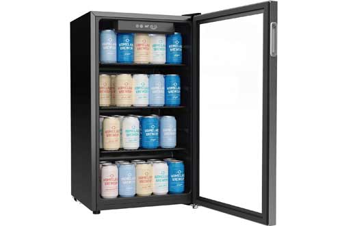 120 Can Mini Fridge with Glass Door for Soda Beer or Wine - Small Drink Dispenser Machine for Office or Bar