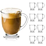 Glass Mugs,QAPPDA Clear Coffee Mugs With Handle 15 oz,Tea Mugs 450ml,Beer Glasses With Handle,Glass Cup Drinkware For Beverage,Juice,Latte Cups Cappuccino Mugs Beer Mug Water Cups Sets of 8 KTZB107…