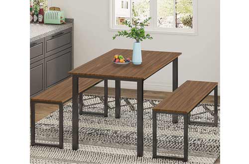 HOMURY Modern Studio Soho Dining Table with Two Benches 3 Piece Set