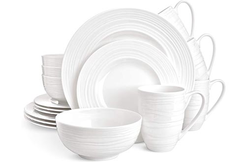 Divitis Home Infinity bone china dinnerware set 16pcs, Round Plates