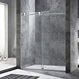 WoodBridge Framelss 3/8' Sliding Shower Door | Brushed Nickel Finish, 56' x 60' | MBSDC6076-B model