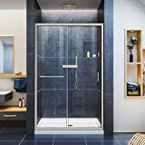 DreamLine Infinity-Z Semi-Frameless Sliding Shower Door | For openings from 44' up to 48' | Clear Glass in Brushed Nickel | SHDR-0948720-04