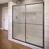 Basco Deluxe Framed Sliding Shower Door, Fits 42-44 inch opening, Obscure Glass, Silver Finish