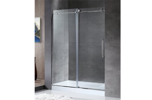 ANZZI Madam 76 x 48 inch Frameless Sliding Shower Door in Polished Chrome with Handle
