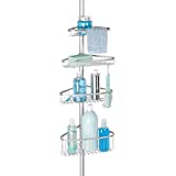 iDesign Steel 4-Shelf Extendable Tension Shower Caddy, The York Collection - 8' x 11' x 108', Silver