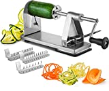 MITBAK Stainless Steel Spiralizer Vegetable Slicer | Industrial-Grade 3-Blade Zoodle Maker | Zucchini spaghetti maker | Great For Salad, Low Carb, Paleo, Vegan, Spaghetti | Suction Base For Non Slip