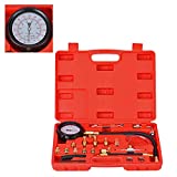 0-140PSI Auto Fuel Injection Pump Pressure Tester Gauge Kit for Cars Trucks Vehicles Engine (Red)