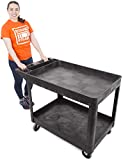 Stand Steady Original Tubstr Extra Large Utility Cart - Heavy Duty Tub Cart Holds up to 500 Pounds - 2 Shelf, Huge Rolling Cart - Great for Warehouse, Garage and More (45.5 x 24.5 / Black)
