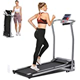 Aceshin Folding Treadmill Electric Running Machine Auto Stop Safety Function Treadmill with LCD Monitor Running Walking Jogging Exercise Fitness Machine for Home Gym (Sliver)