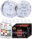 Qoolife Magnetic Submersible LED Lights for Pool Spa & Party (3.3” 2-Pack)
