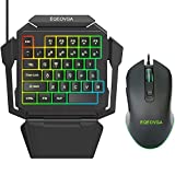 One Handed Gaming Keyboard and Mouse Combo, RGB Backlit 35 Keys Portable Mini Gaming Keyboard, with Wrist Rest Support, Half Keyboard Gaming Set for Pc Gamers