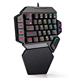 RedThunder One-Handed Mechanical Gaming Keyboard - Blue Switches RGB Backlit 35 Keys Portable Mini Gaming Keypad - Ergonomic Game Controller for PC/MAC/PS4/XBOX ONE Gamer
