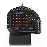 Beastron Aula Excalibur One Handed Mechanical Gaming Keyboard, Blue Switches, Software Customizable RGB Backlit Effects, 8 Programmable Macro Keys, and Removable Wrist Rest
