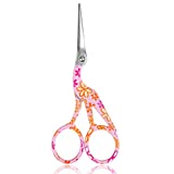 BIHRTC 4.5' Stainless Steel Sharp Tip Classic Stork Scissors Crane Design Sewing Scissors DIY Tools Dressmaker Shears Scissors for Embroidery, Craft, Needle Work, Art Work & Everyday Use (Pink)