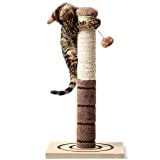 4 Paws Stuff Tall Cat Scratching Post Cat Interactive Toys - Cat Scratch Post Cats Kittens - Plush Sisal Scratch Pole Cat Scratcher - 22 inches (Beige)