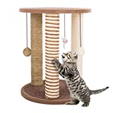 Cat Scratching Post Tower with 3 Scratcher Posts, Carpeted Base Play Area and Perch – Furniture Scratching Deterrent for Indoor Cats by PETMAKER