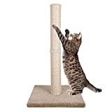 Dimaka 29' Tall Cat Scratching Post, Claw Scratching Sisal Post with Carpet Base, for Kittens and Cats，Vertical Scratch [Full Strectch] (Beige/Yellow)