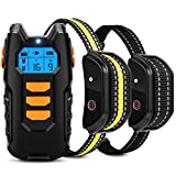 Flittor Dog Training Collar, Shock Collar for Dogs with Remote, 2 Receiver Rechargeable Dog Shock Collar, 3 Modes Beep Vibration and Shock Waterproof Bark Collar for Small, Medium, Large Dogs