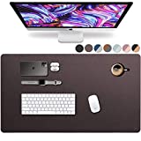 Leather Desk Pad 36' x 20', Vine Creations Office Desk Mat Waterproof Dark Brown, Smooth PU Leather Large Mouse Pad and Writing Surface, Top of Desks Protector, Dual-Sided Blotter Accessories Decor