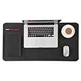 Bedsure Leather Desk Pad Protector, Large Computer Desk Mat, Waterproof Non Slip Desk Writing Pad for Office and Home (Black, 17x35 inches)