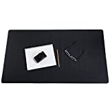 ZBRANDS // Leather Smooth Desk Mat Pad Blotter Protector, Midnight Black, Extended Non-Slip Rectangular, Laptop Keyboard Mouse Pad (36' x 20')
