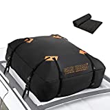 Car Roof Bag Cargo Carrier - 15 cu. ft. Waterproof Rooftop Bag, Travel Storage Luggage Bag Soft-Shell Fits All Cars, Vans & SUV for All Vehicle with/Without Rack