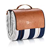 Picnic Blanket, Waterproof SandProof with Picnic Recipes Book for Outdoor Camping Picnic(70' x 80' Leather, Blue1)