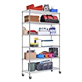 48' Lx18 Wx82 H Wire Shelving Unit Heavy Duty Height Adjustable NSF Certification Utility Rolling Steel Commercial Grade with Wheels for Kitchen Bathroom Office