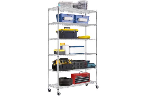 48" Lx18 Wx82 H Wire Shelving Unit Heavy Duty Height Adjustable NSF Certification Utility Rolling Steel Commercial Grade 