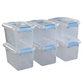 Doryh 5 L Plastic Storage Bin with Lid, Clear Transparent Box With Handles, Set of 6