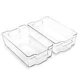 BINO | Stackable Plastic Storage Bins, X-Large - 2 Pack | The Stacker Collection | Multi-Use Organizer Bins | BPA-Free | Pantry Organization | Home Organization | Fridge Organizer | Freezer Organizer