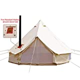 PlayDo 4-Season Waterproof Cotton Canvas Bell Tent Large Glamping Wall Tent with Stove Jack Hole and Power Cable Inlet