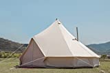 glamcamp Breathable 100% Cotton Canvas Bell Tent, Waterproof Large Tents with Sturdy Center & Door Pole and Space for 4 Person 6 Person 10 Person All 4 Season Camping Yurt Style Tent