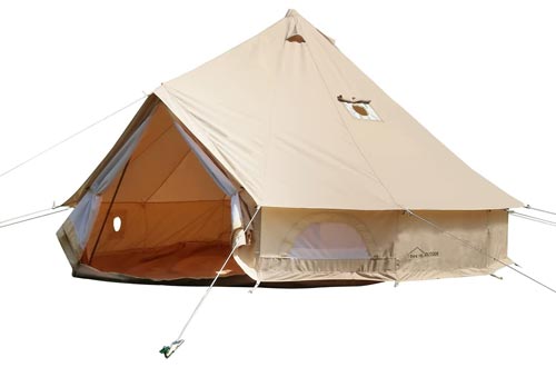 DANCHEL OUTDOOR 4 Season Canvas Yurt Tent with 2 Stove Jacks for Glamping