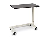 Medacure Bedside Table with Wheels - Overbed Table Hospital Bed – Home, Food, Laptop, Reading - Adjustable Height, No Spill Rim, Heavy Duty Steel Frame, Locking Casters - 50lb Capacity - Mahogany