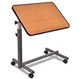 Goplus Overbed Table Adjustable Medical Bedside Table Hospital Food Tray Rolling Laptop Desk with Tilting Top