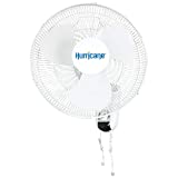 Hurricane Classic 16 Inch Oscillating Wall Mount Fan with 3 Speed Settings, White